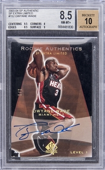2003/04 SP Authentic "SP Extra Limited" #152 Dwyane Wade Signed Rookie Card (#1/1) – BGS NM-MT+ 8.5/BGS 10
